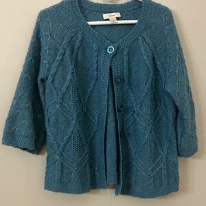 CJ Banks Teal Textured Cardigan
